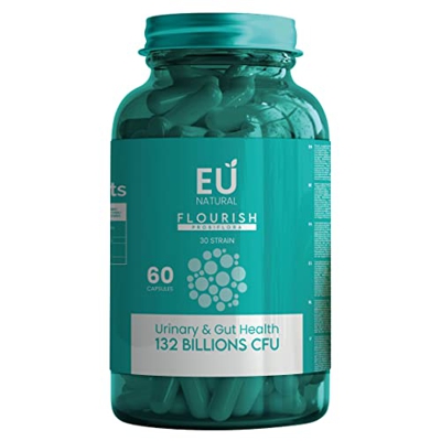 Probióticos Flourish + Prebióticos para mujeres, Intestino y digestión, tracto urinario, reducción de la hinchazón, salud vaginal - 18 cepas clínicame
