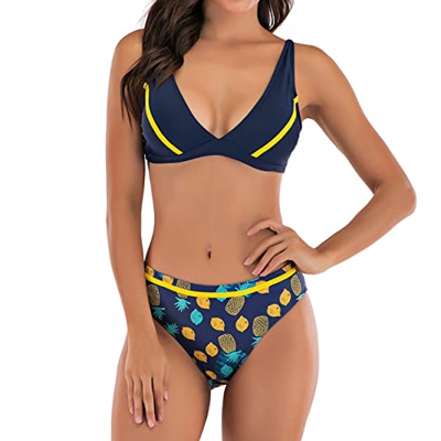 Sweetneed chida yi Bikinis para Mujer Push up con Relleno bañador Bikini con Estampado Bra Tops y Braguitas Bikini Talla Grande Bañador Vacaciones Hal