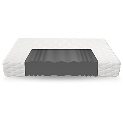 FDM Comfort Plus - Colchón de espuma (180 x 200 cm, altura: 10 cm, 7 zonas de descanso, espuma fría H3, Öko-Tex, apto para alérgicos, funda lavable y 