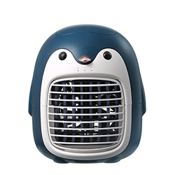 Ventilador de aire acondicionado portátil, mini ventilador de escritorio, lindo enfriador de aire de pingüino, mini humidificador recargable para hoga características