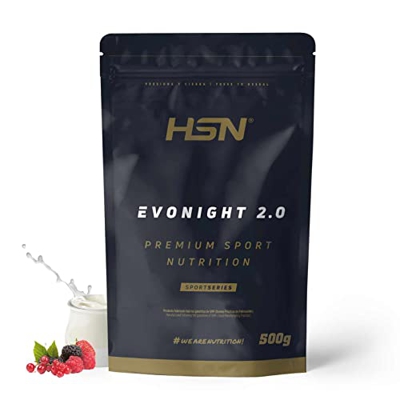 Proteína para Antes de Dormir Evonight 2.0 de HSN | Sabor Yogur Frutos Rojos 500 g = 17 Tomas por Envase | 5 Tipos de Proteínas Multifase: Whey + Lech