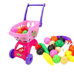TOPofly Juega de supermercados, Juego de supermercados, 25 Piezas PCS Educational Toy Shopping Cart Juego de supermercado con Toy de Carrito de comest características
