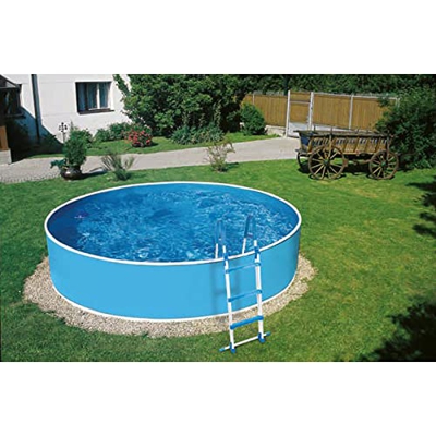 well2wellness® Azuro Splash 300 - Piscina de pared (acero, 360 x 90 cm, incluye escalera y filtro para esquí), color azul y blanco