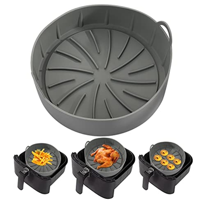BOWTONG Olla de silicona para freidora de aire, redonda y cuadrada, antiadherente, compatible con forros de silicona, para freidora de aire de silicon