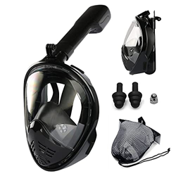 QHYXT Conjunto de máscara de esnórquel de Cara Completa Máscara de esnórquel de fácil respiración, 180 ° SeaAnti-Fog Diseño antifugas Máscaras de Buce precio