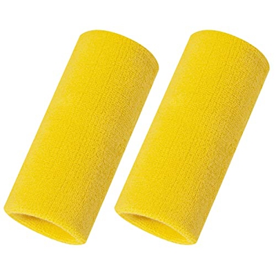 ONUPGO Muñequeras de 6 pulgadas – muñequeras de protección para el sudor – muñequeras deportivas para baloncesto, tenis, fútbol, béisbol (amarillo)