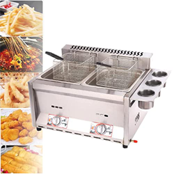 lxiluv Freidora De Gas Freidora Comercial Freidora De Acero Inoxidable, Freidora De Gas De 12l, con Cesta para Freír Y Tapa, para Restaurante Hogar pa precio