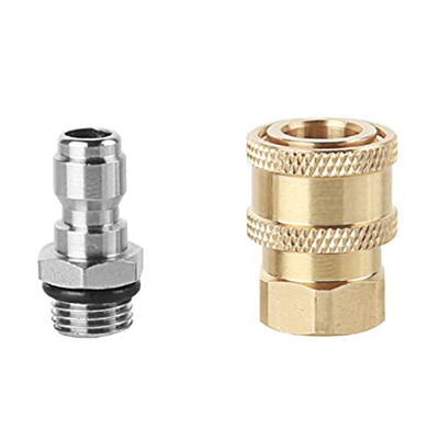 Emiif 2 unids/set lavadora a presión de liberación rápida M22/14 a 1/4 conector de latón, adecuado para conectar lavadora a presión y botella de espum