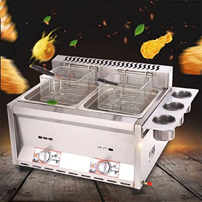 lxiluv Freidora Acero Inoxidable 12 litros, Freidora Gas Comercial, Freidora Encimera para Restaurante Doméstico, Freidora Encimera para Restaurante D