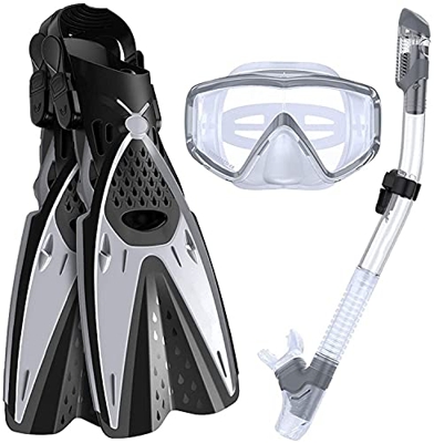 QHYXT Máscara de Buceo Máscaras de Buceo Juego de esnórquel seco Panorámica Ajustable Vista Amplia Buceo Buceo Profundo Snorkel Equipo Profesional de 