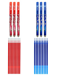 6 bolígrafos RHardware de tinta roja,azul borrable de 0,7mm y 18 recambio de gel de bolígrafos características