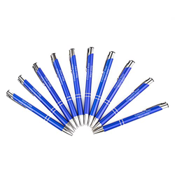 Pack de 10 Bolígrafos PERSONALIZADOS con Nombre o Texto | Tinta azul | Grabados a láser | Lote bolígrafos publicitarios y merchandising, para eventos: en oferta