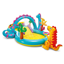 DICOINA Piscina Inflable con tobogán de Agua, Centro de Juegos Inflable de Dinosaurio, Piscina Inflable sobre toboganes de Agua para jardín y Patio Tr en oferta