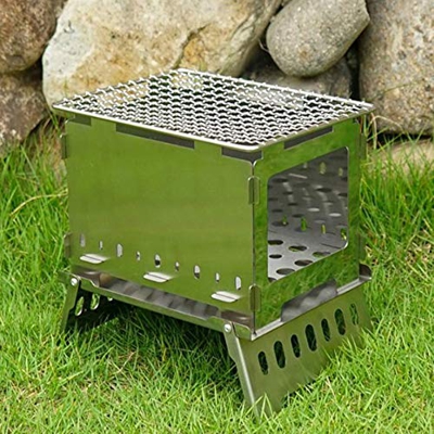 Parrilla de barbacoa plegable, parrilla de carbón portátil con bolsa de almacenamiento, barbacoa ahumadora de acero inoxidable, para picnic al aire li
