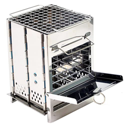 Portable Pequeña Parrilla Barbacoa Plegable Carbón de carbón Aperador de Acero Inoxidable Estufa de mochilero para la Fiesta de Senderismo de la terra en oferta