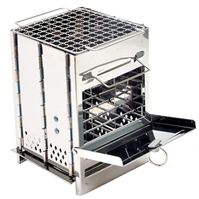 Portable Pequeña Parrilla Barbacoa Plegable Carbón de carbón Aperador de Acero Inoxidable Estufa de mochilero para la Fiesta de Senderismo de la terra