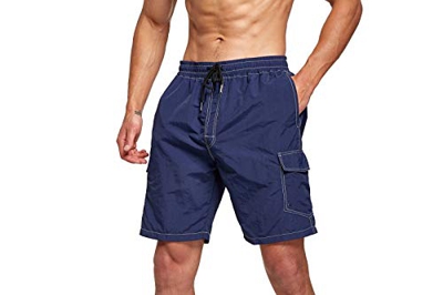Tansozer Bañador Hombre Corto Bañadores Hombre Surferos Secado Rápido Pantalones Cortos Hombre Verano Shorts de Baño con Forro de Malla Azul Oscuro L