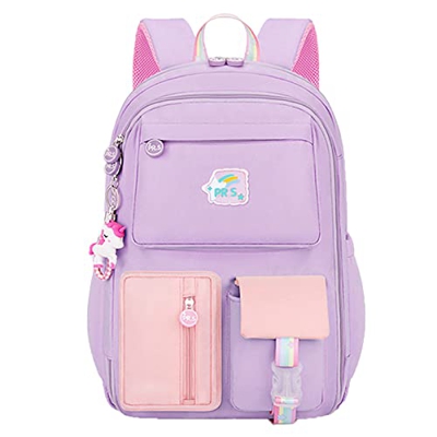 WYCY Mochila para Niñas Moda Refrigerador Puerta Mochila Escolar Gran Capacidad Kawaii Mochila Escolar con Lindos Colgantes de Unicornio y Mochila Imp