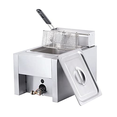 Kidsinwe Freidora De Gas De 10l/20l, Freidora Comercial De Acero Inoxidable Gran Capacidad Encimera Freidora Profunda Encendido Electrónico por Pulsos