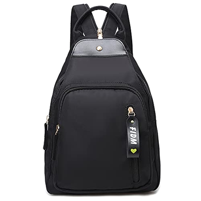zhongningyifeng Mochila para mujer de nailon, pequeña bandolera con cremallera, mochila informal para ciclismo, senderismo, viajes, Negro, S