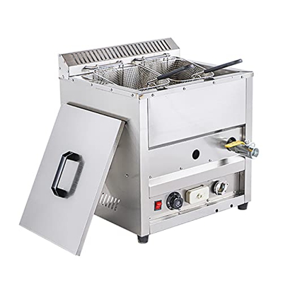 Kidsinwe Freidora A Gas Temperatura Ajustable 15L Freidora Al Aire Libre Regulación Nobs Cestas Y Tapas De Tanque De Aceite De Acero Inoxidable