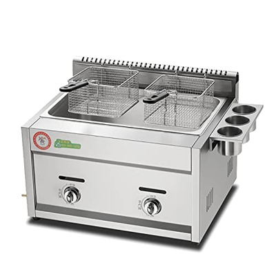 Kidsinwe Freidora De Grasa Profunda Comercial De 12l Freidora Profunda De Doble Cilindro De Gas De Gran Capacidad con Cesta para Freír Diseño De Tanqu