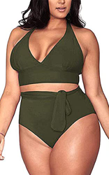 Joligiao Conjunto de Bikini para Mujer Traje de Baño Elegante con Cuello Halter Conjunto de Bikini Vintage 2 Piezas Acolchadas para Mujer Ropa de Play precio