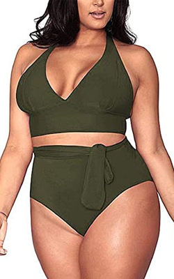 Joligiao Conjunto de Bikini para Mujer Traje de Baño Elegante con Cuello Halter Conjunto de Bikini Vintage 2 Piezas Acolchadas para Mujer Ropa de Play