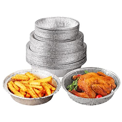 `TOMYEUS Bandejas de Aluminio Desechables para freidora de Aire, bandejas Redondas de Aluminio, Bandeja para Parrilla, Caja de hojalata de Aluminio An
