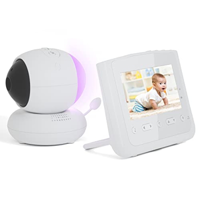 Cámara Vigilancia Bebé, MYPIN 2600mAh Vigilabebés con Cámara Monitor de Bebé con Pantalla HD de 4.3", Sensor de Temperatura, VOX, Luz Nocturna 3 Color