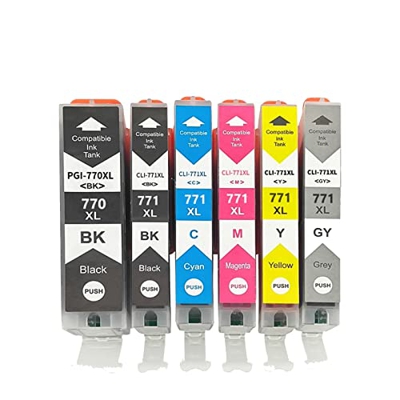 BAQU Cartuchos De Tinta para Canon PGI770 CLI771 Compatibles con PIXMA MG5770 MG6870 MG7770 PIXMA TS5070 TS6070 TS8070 Impresoras 1-Pack