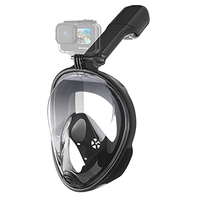 QHYXT Máscara de esnórquel de Cara Completa, con Soporte para cámara, máscara de Buceo con visualización panorámica de 180° con economía de respiració