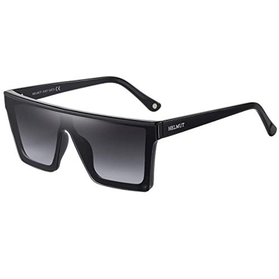H HELMUT JUST Gafas de Sol para Hombre Mujer Grandes Tamaño Cuadradas Moda Lente de Nylon Montura de TR90 Patilla de Acetato HJ1008