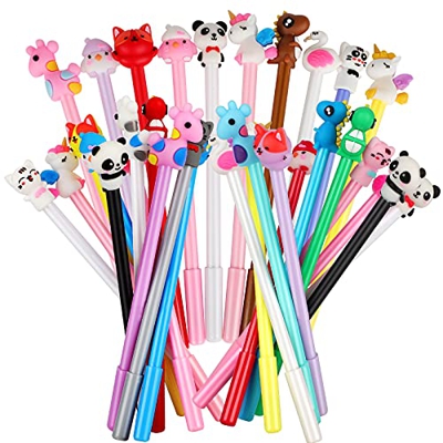 Yuechen 30x Bolígrafo de tinta de gel Cute dibujos animados para estudiante niños regalo detalles Invitaciones cumpleanos Infantil escuela papelería y