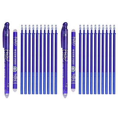Winthai 24 Boligrafos Borrable Azul, boligrafos borrables, boligrafo de tinta de gel borrables, 2 bolígrafos azules de 0,5 mm + 20 Recambio Boli Borra