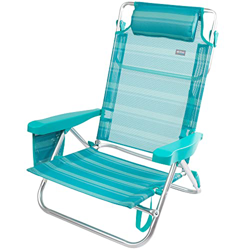 AKTIVE 62659 - Silla de playa plegable con respaldo XL, silla piscina plegable reclinable con 7 posiciones, reposabrazos y cojín acolchado, medidas 48 en oferta