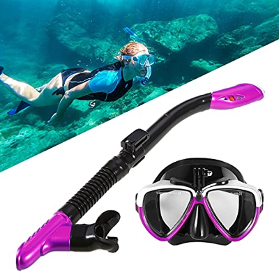 QHYXT Juego de esnórquel, máscara de Buceo para Adultos, Gafas de esnórquel antivaho, Juego de esnórquel seco, Equipo de esnórquel panorámico de Vista