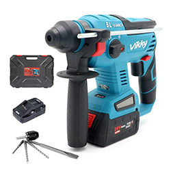 Vikky Martillo perforador SDS Plus de 20 V, sin escobillas, con batería de 4,2 Ah y cargador, 4 funciones, adecuado para taladro, cincel puntiagudo/pl precio