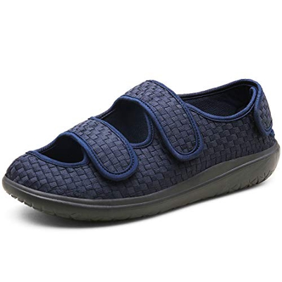 Sandalias Diabéticos Hombre Extra Ancho Ortopédica Zapatillas Mujer Zapatos hinchados Ajustable Respirable Zapatos para ensanchar Unisex,Azul,42 EU