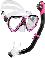 QHYXT Scuba Diving Snorkeling Set Silicona Snorkeling Set Dry Top Snorkel Combinación con Lente de Vidrio Templado Equipo de Snorkel Profesional para  en oferta