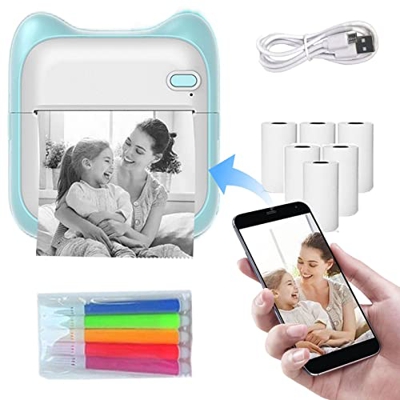 Mini Impresora Térmica de Adhesivos - Mini Impresora Inalámbrica de Adhesivos Térmicos - Mini Impresora de Fotos de Bolsillo sin Tinta for Smartphone 