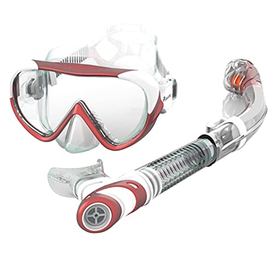 QHYXT Juego de esnórquel Máscara de Buceo con película antivaho para Adultos con Vidrio Templado Resistente a los Golpes | Snorkel Dry Top