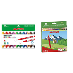 Alpino 24 Rotuladores de Colores Doble Punta | Rotulador Punta Gruesa 3,6mm y Punta Fina 2,3mm + Lápices de Colores 24 Unidades | Lápices de Colores p en oferta