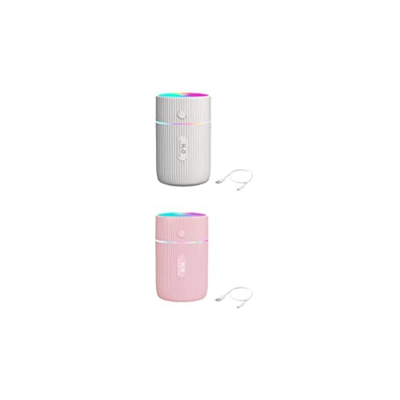 Guangcailun 2 Juegos de Humidificador de aire de 220ML con luz nocturna, difusor recargable por USB, rociador de niebla fría, contenedor de agua a pru