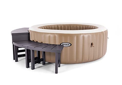 Intex SPA Unidades Media y 2 Piezas. Mesa Auxiliar Grande Accesorios para Jacuzzi, PP, marrón Oscuro
