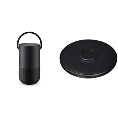 Bose Portable Smart Speaker Altavoz portátil con Control de Voz Alexa Integrado, Color Negro + SoundLink ® Revolve Base de Carga, Color Negro