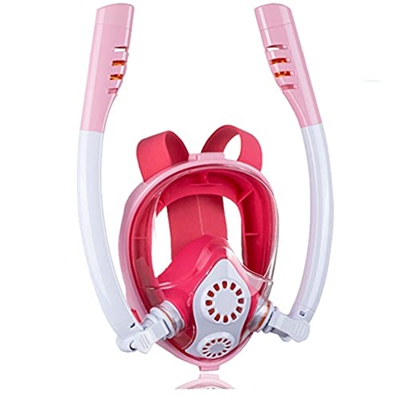 QHYXT Snorkel de Cara Completa Buceo Respiración Segura 180 ° Inmersiones panorámicas con Sistema Dry Top Tubos Dobles antifugas Juego de esnórquel ni