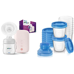 Philips Avent Extractor de leche eléctrico (modelo SCF395/11) + Set de recipientes para leche materna (10 recipientes + 10 tapas + 2 adaptadores) precio