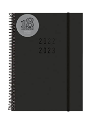 Finocam - Agenda 2022 2023 Espiral 18 Meses Semana Vista Horizontal Julio 2022 - Diciembre 2023 (18 meses) Negra características