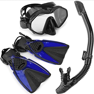 QHYXT Aleta de Buceo, Juego de máscara de esnórquel Aletas Ajustables Buceo Antiniebla Gafas de esnórquel Aletas Equipo de esnórquel Conjunto Accesori